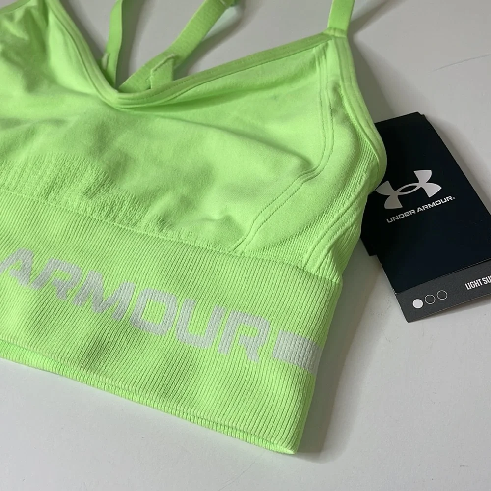 Under Armour UA Seamless Low Long Bra XS Neon Green